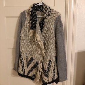 Anthropology cozy cardigan sweater! Fun prints, shorter in the back.